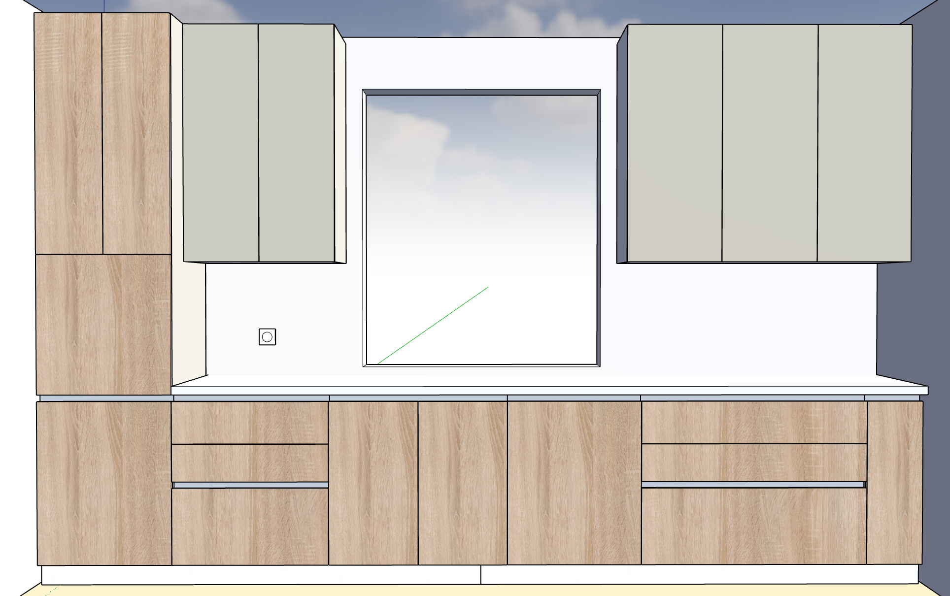 Modelul 3D al unei bucătării realizate cu pluginul în SketchUp